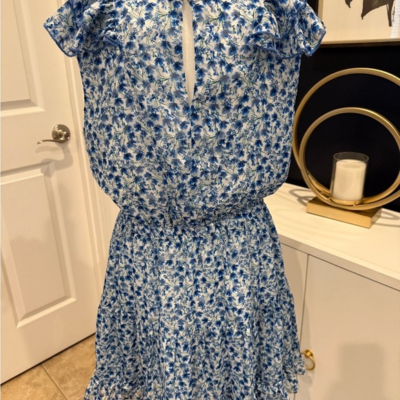 SugarLips floral Blue Ruffle Dress Size Medium - Picture 2 of 5